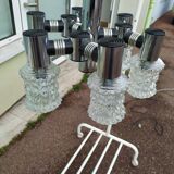 Vintage ceiling lamp in chrome plated and glass cut from targetti 1970 - 6 lamps