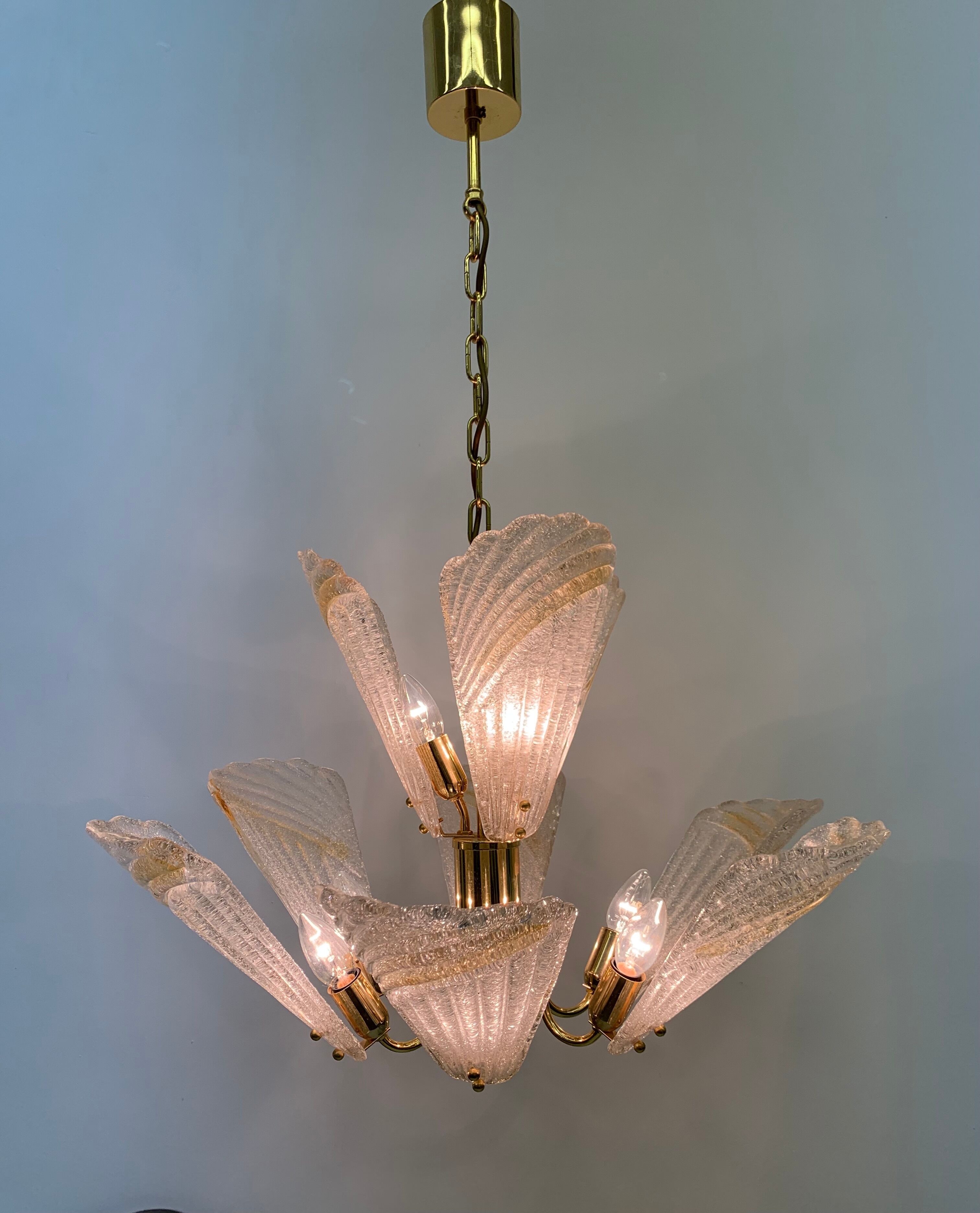 Italian murano glass chandelier hollywood regency design , 1970