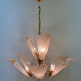 Italian murano glass chandelier hollywood regency design , 1970