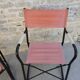 Pair of folding armchairs in metal and fabric 60s