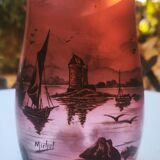 Vase signed Michel with a lakeside decoration.