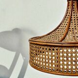 Vintage rattan hanging lamp – woven bamboo pendant light – boho design