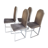 4 chrome and velvet sled chairs