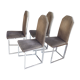 4 chrome and velvet sled chairs