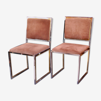 Mid 20th century brass and chrome chairs styled