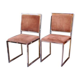 Mid 20th century brass and chrome chairs styled