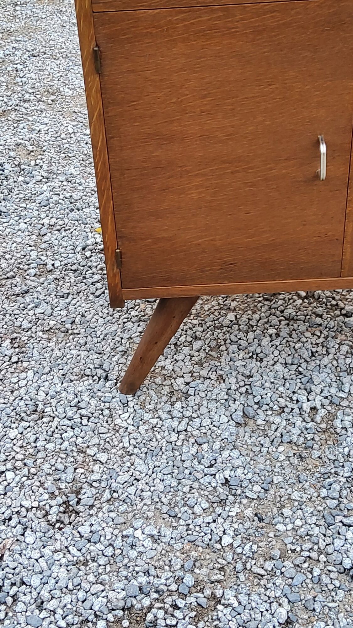 Vintage oak chest of drawers feet compass and fins of the 50s 2 doors 1 drawer