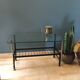 Coffee table in glass  black metal and brass vintage 1950
