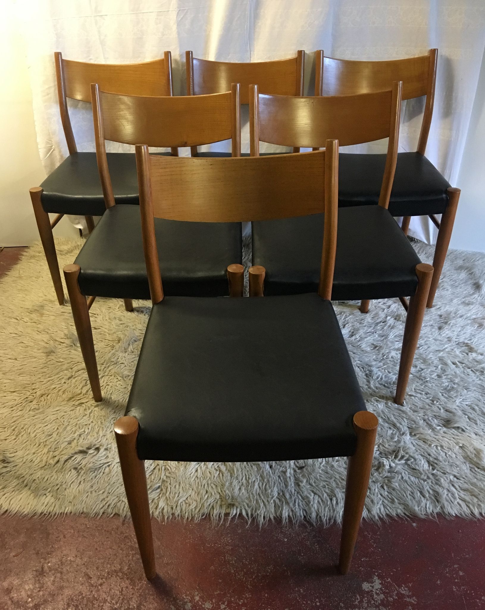 Series of 6 Scandinavian chairs in teak 50/60