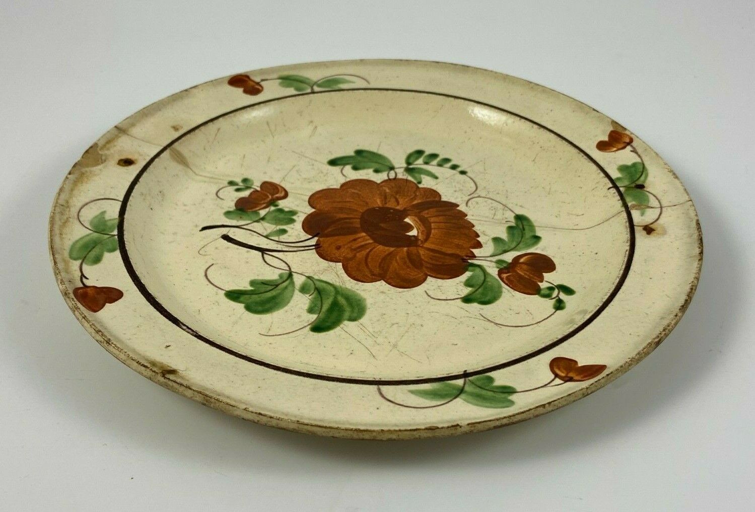 Assiette forges les eaux decor floral fin XVIII debut XIXeme