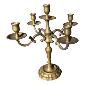 Chandelier 5 branches laiton massif