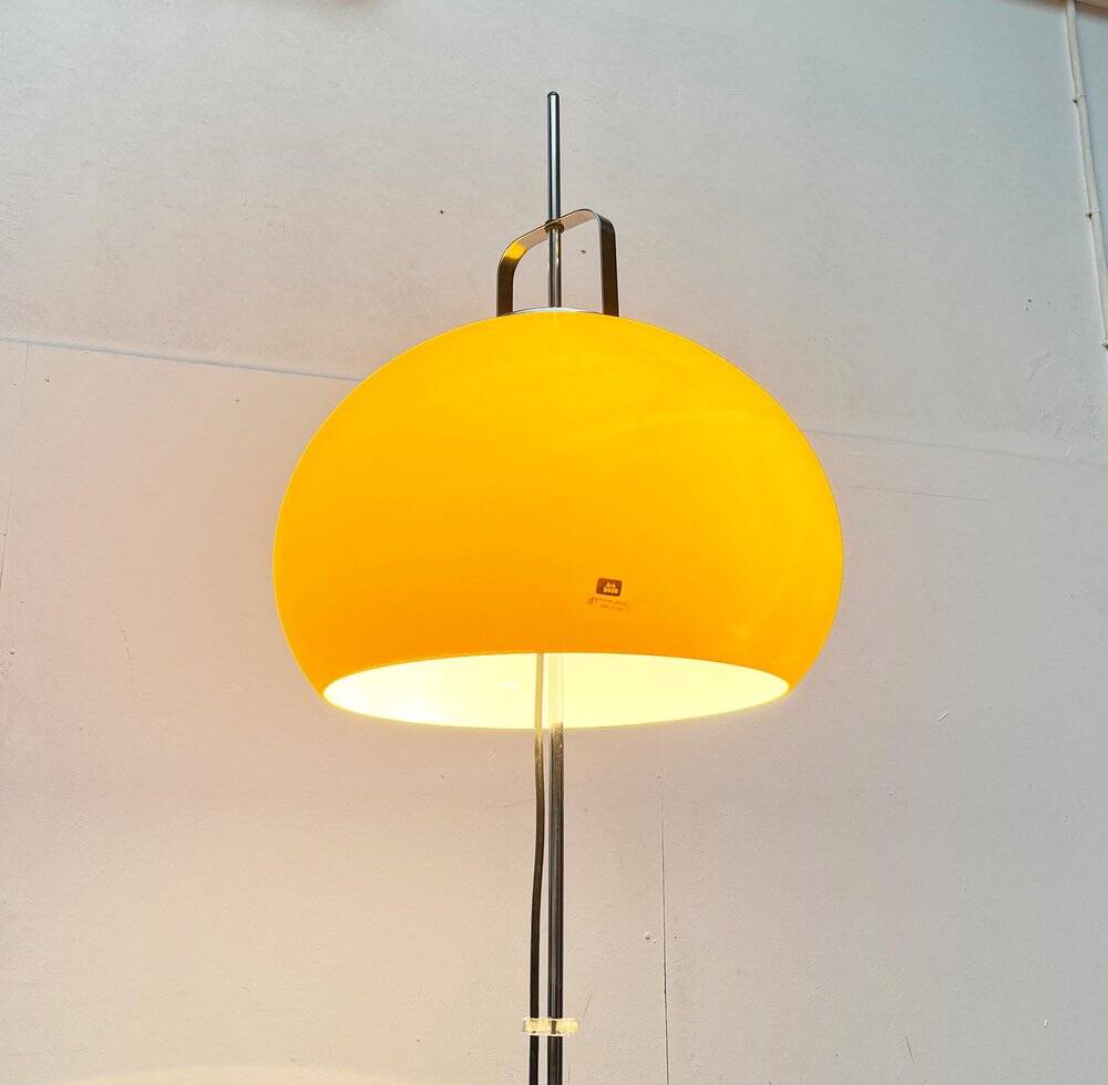 Italian yellow Lucerna floor lamp from the Space Age era, mid-century by Guzzini, 1960s.