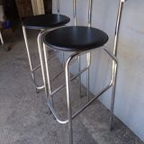 2 bar top stools metal chrome design 1980