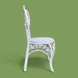 Peacock armchair and chair in white rattan, 1970
