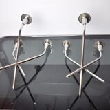 Pair of Scandinavian 3-arm candlesticks in alpaca, Sweden, 1970