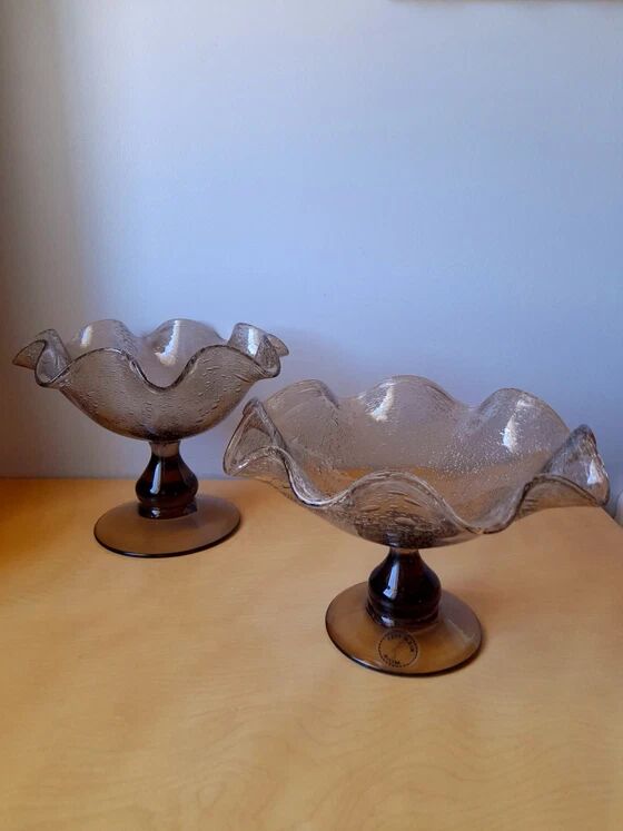 Coupe en Verre Soufflé Bullé Riom 1960