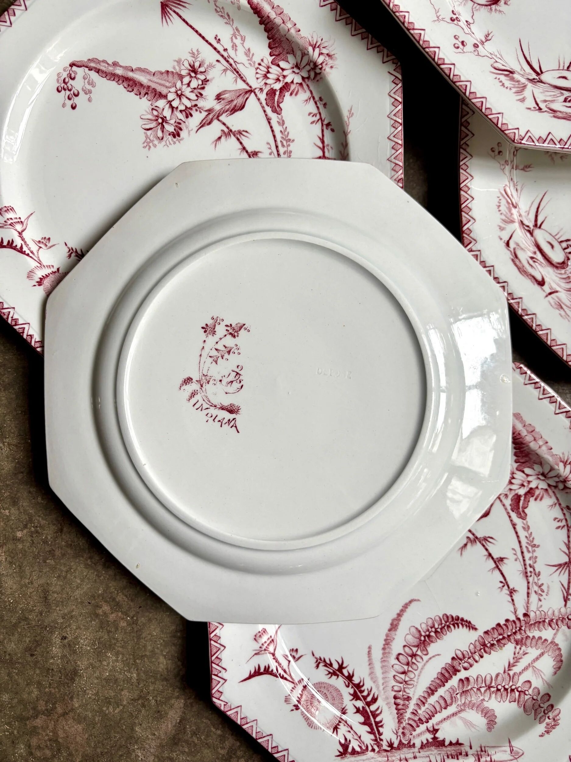 6 dessert plates in ironstone Clairefontaine, "Indiana" service.
