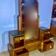Dressing table art deco 1920 walnut magnifying glass portor marble