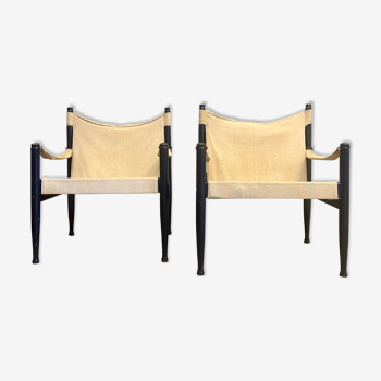 Paire de fauteuils safari par Erik Worts 1960