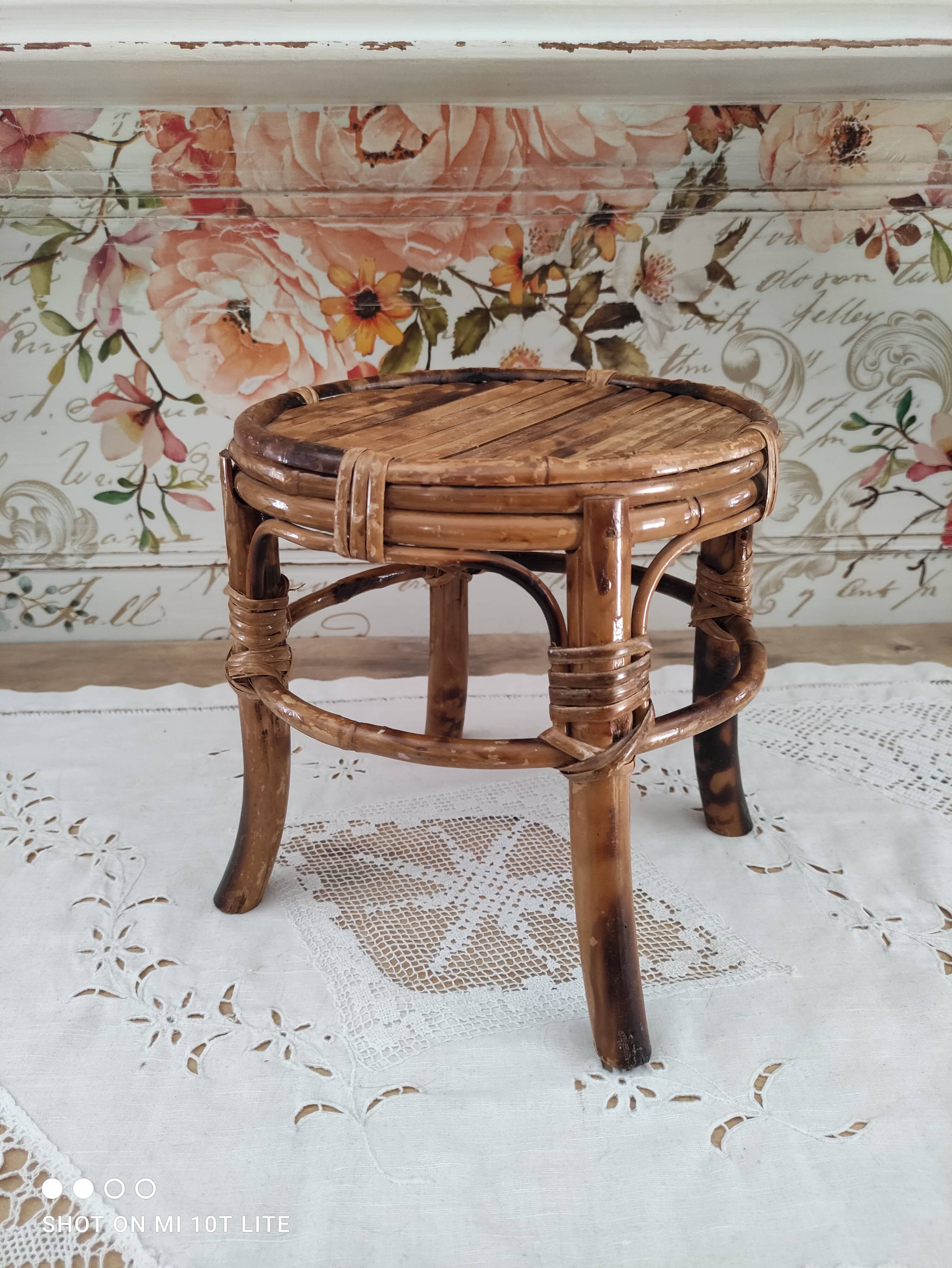 Small vintage bamboo plant holder