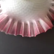 French Vintage 1930s Patterned Pink And White Frilled Glass Shade
