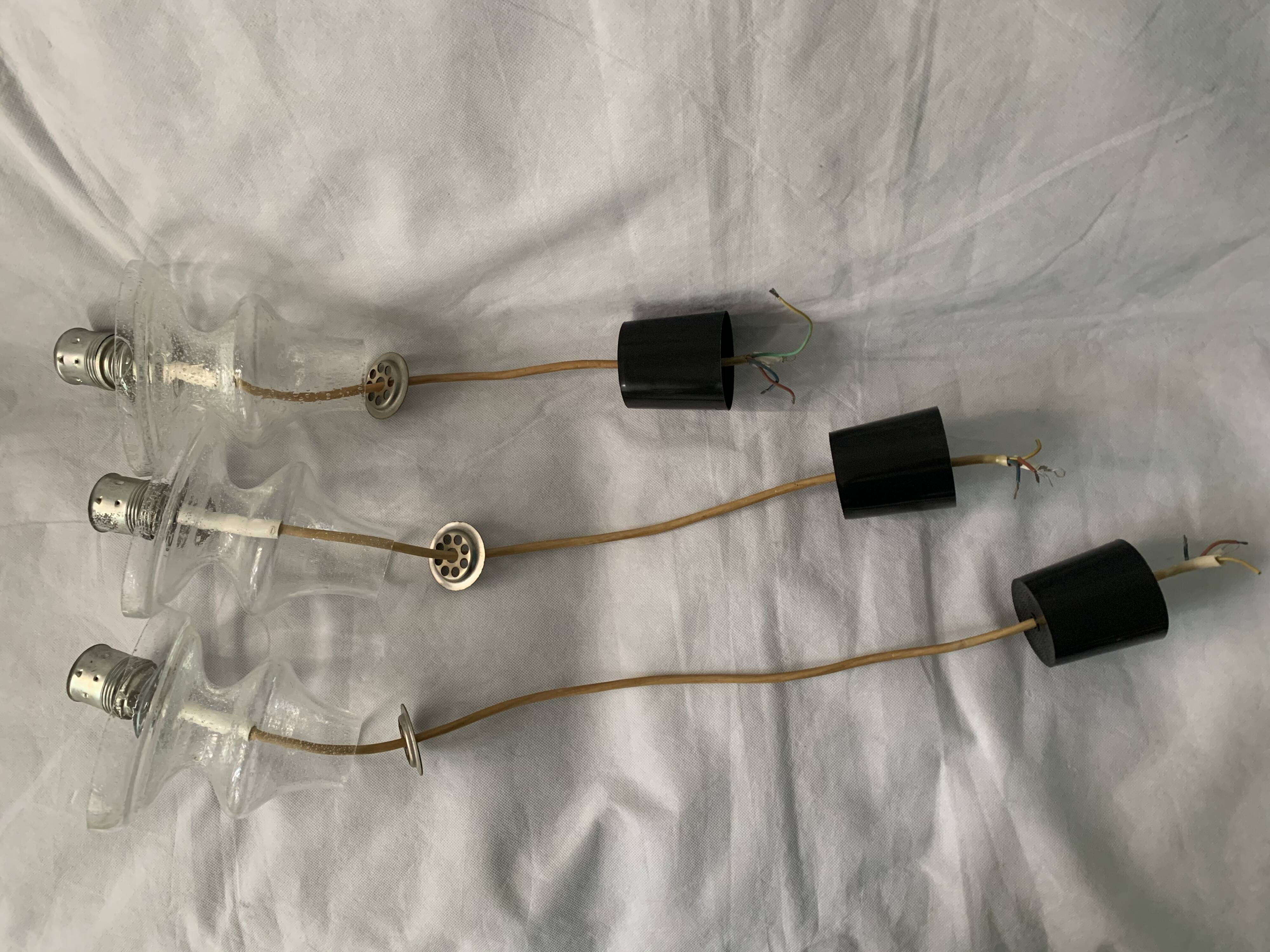 3 suspensions Raak Carthago aluminium and glass 1970