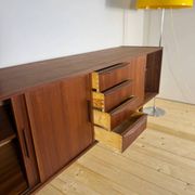 Teak sideboard with sliding doors and drawers – Mid-Century