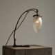 Art Nouveau table lamp in cast brass and engraved glass, 1920s