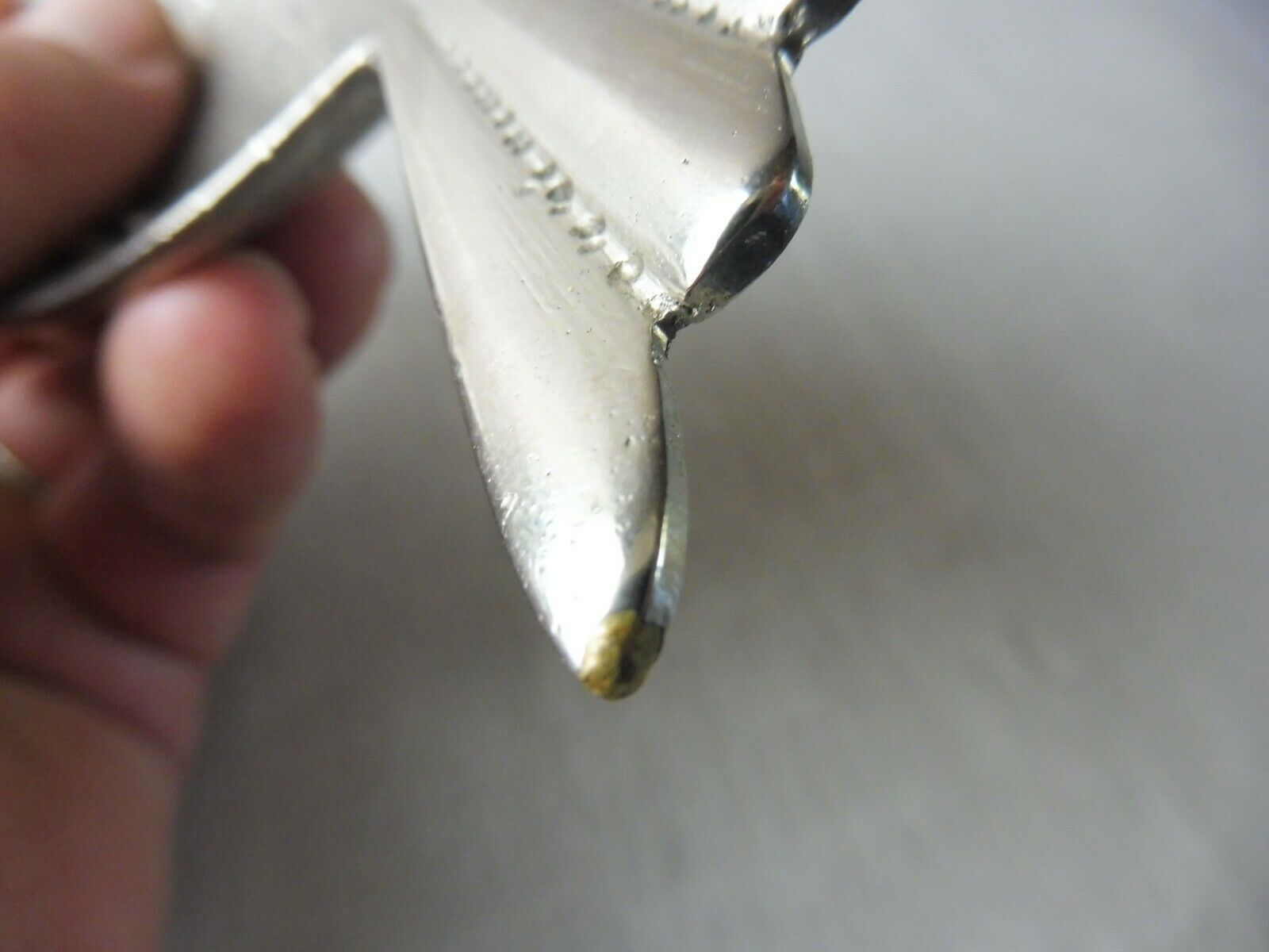 Old ashtray in silver metal, fish shape, vintage