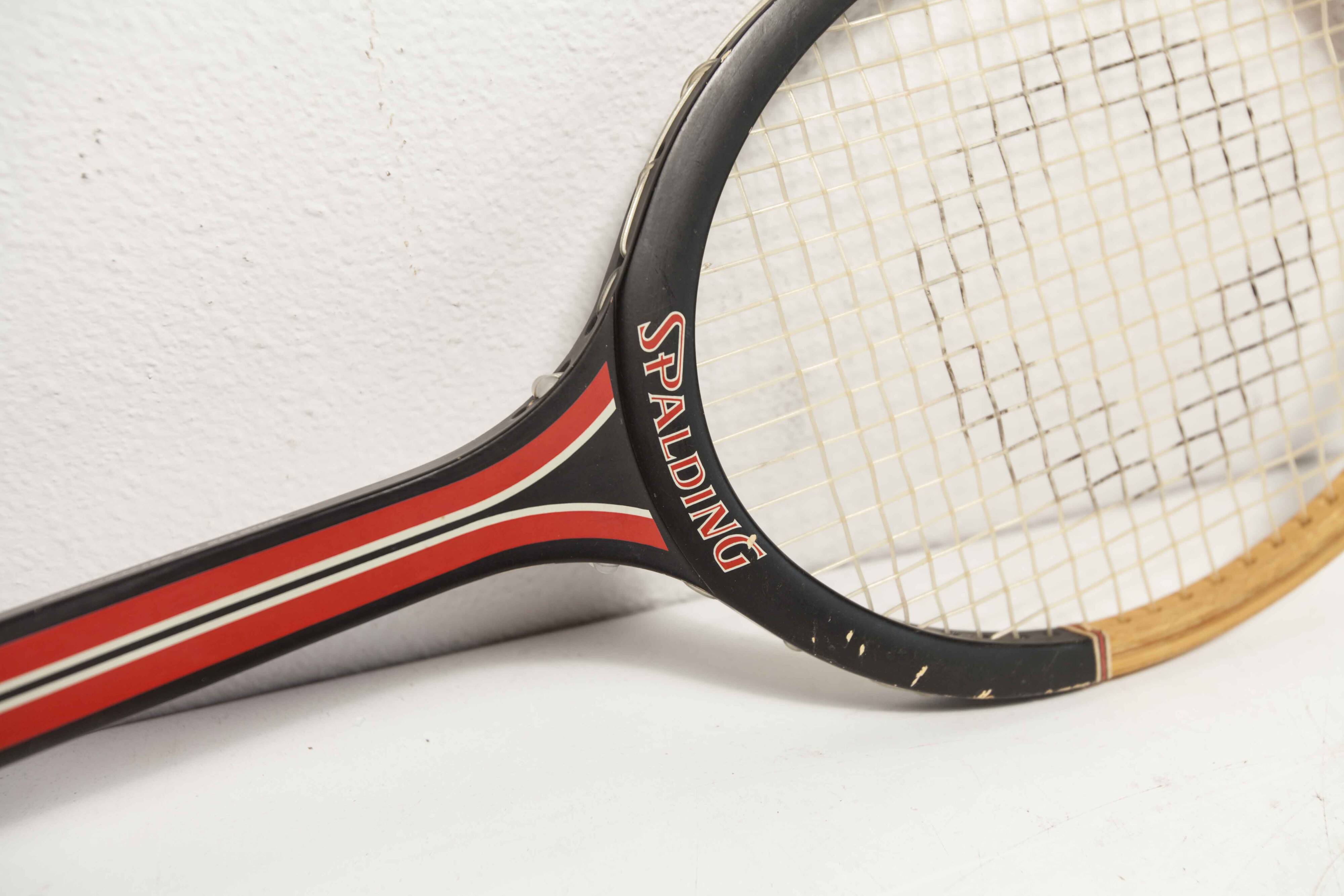 1970 Spalding black and red wooden tennis racket