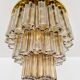 Brass and Smoked Glass Chandelier by Glashütte Limburg