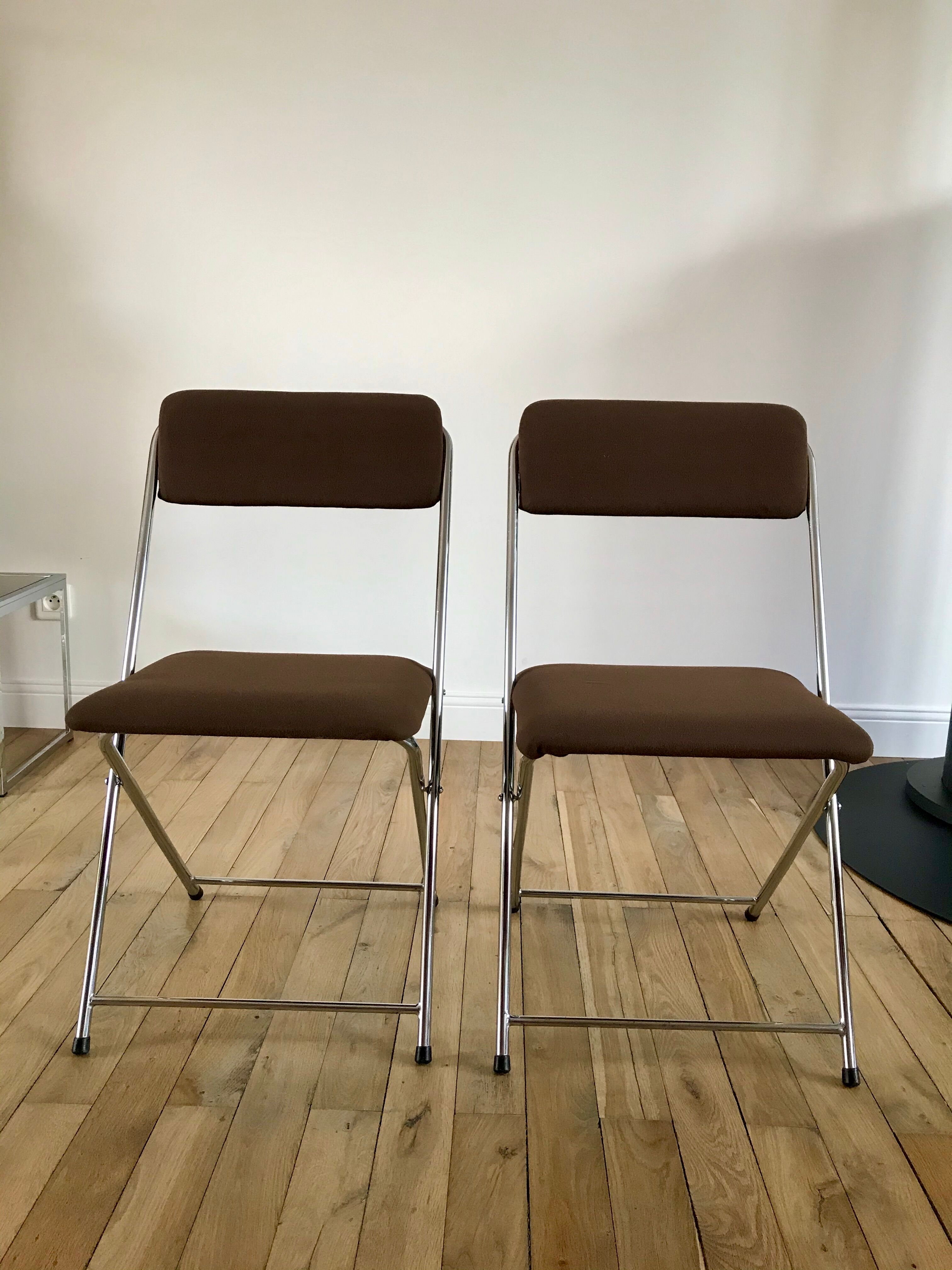 Pair of folding chairs eyrel made in france 1970s