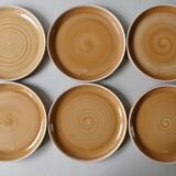 6 flat plates in Burgundy stoneware, Sarreguemines France