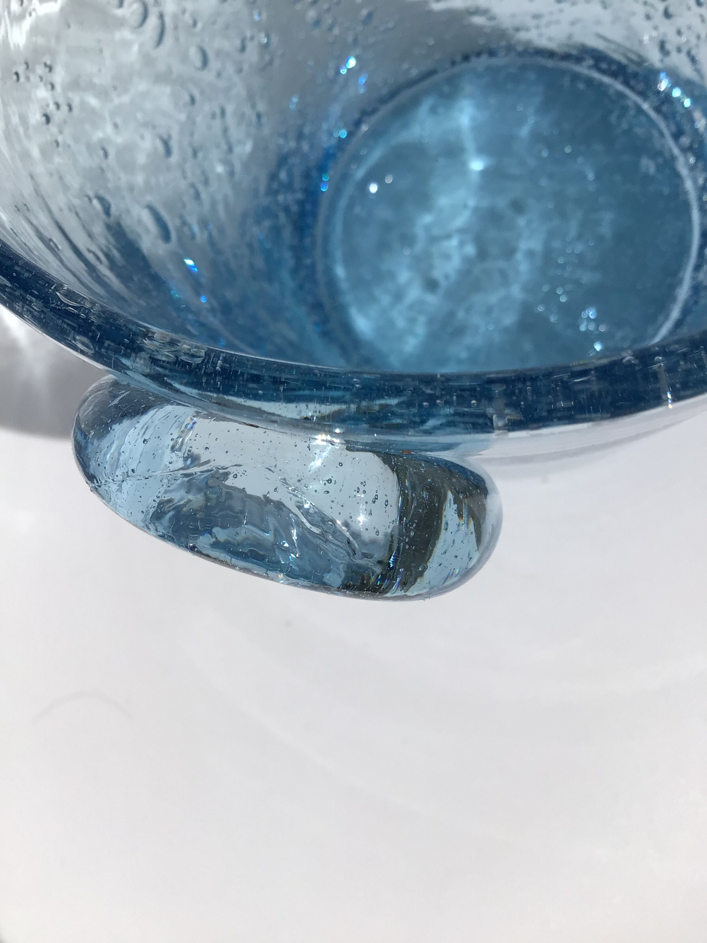 Ice bucket Biot glass blown mouthbug bubbled light blue