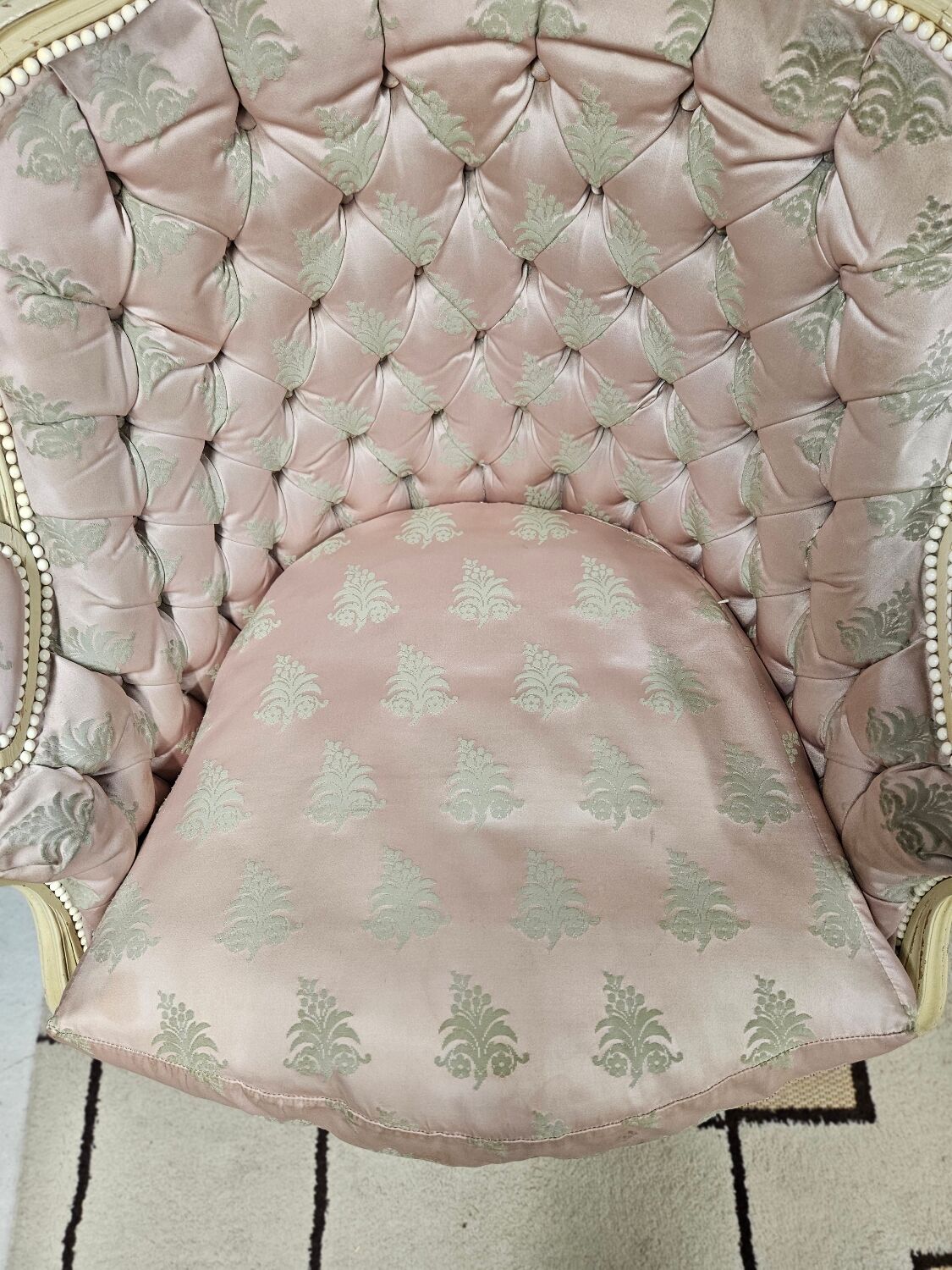 Pair of 1960s silk bergère armchairs