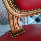 Set of Louis XV Cabriolet Chairs – Carved Wood & Bordeaux Leather
