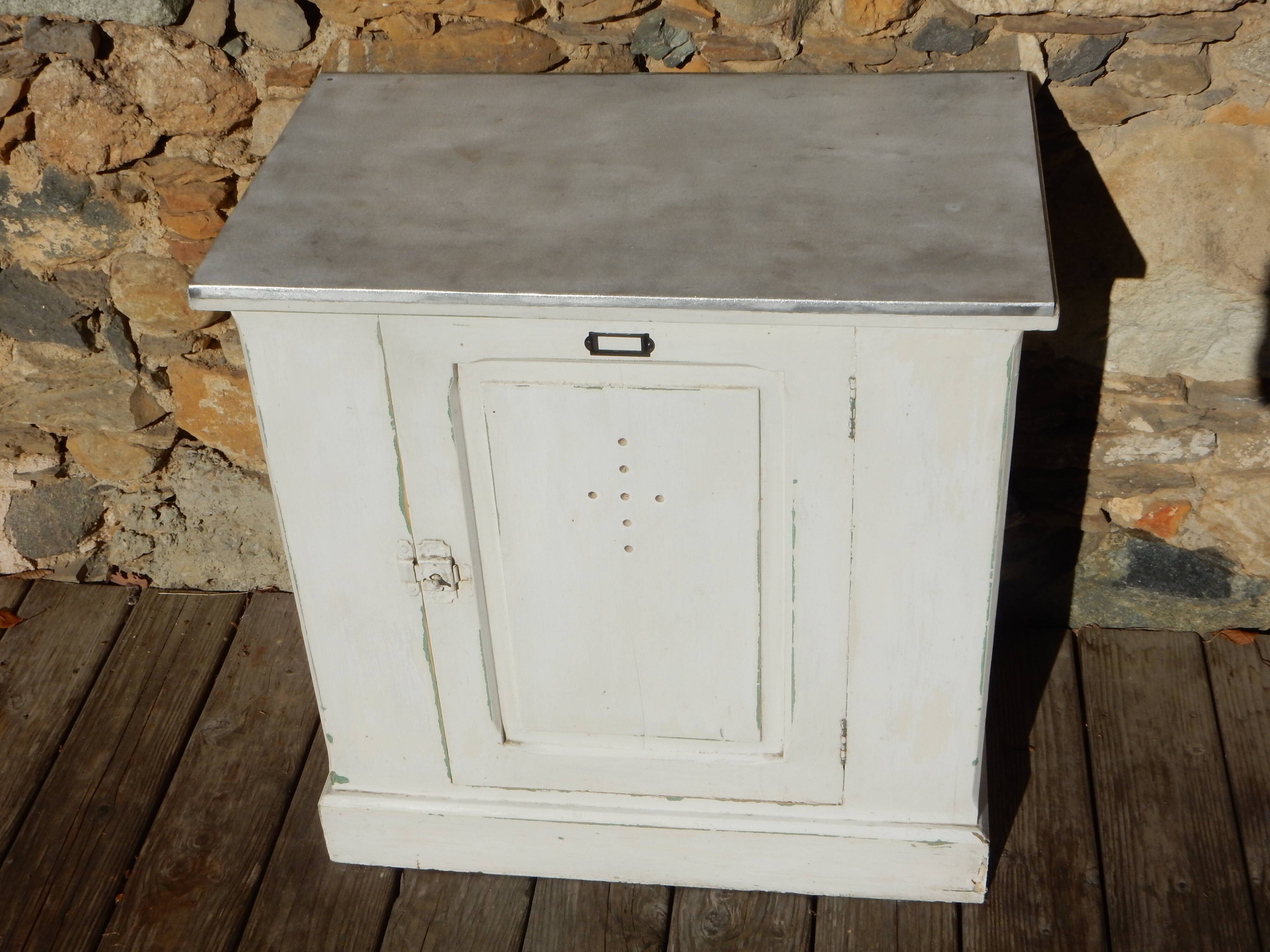 Antique small workshop/trade cabinet - Fir wood sideboard with zinc top