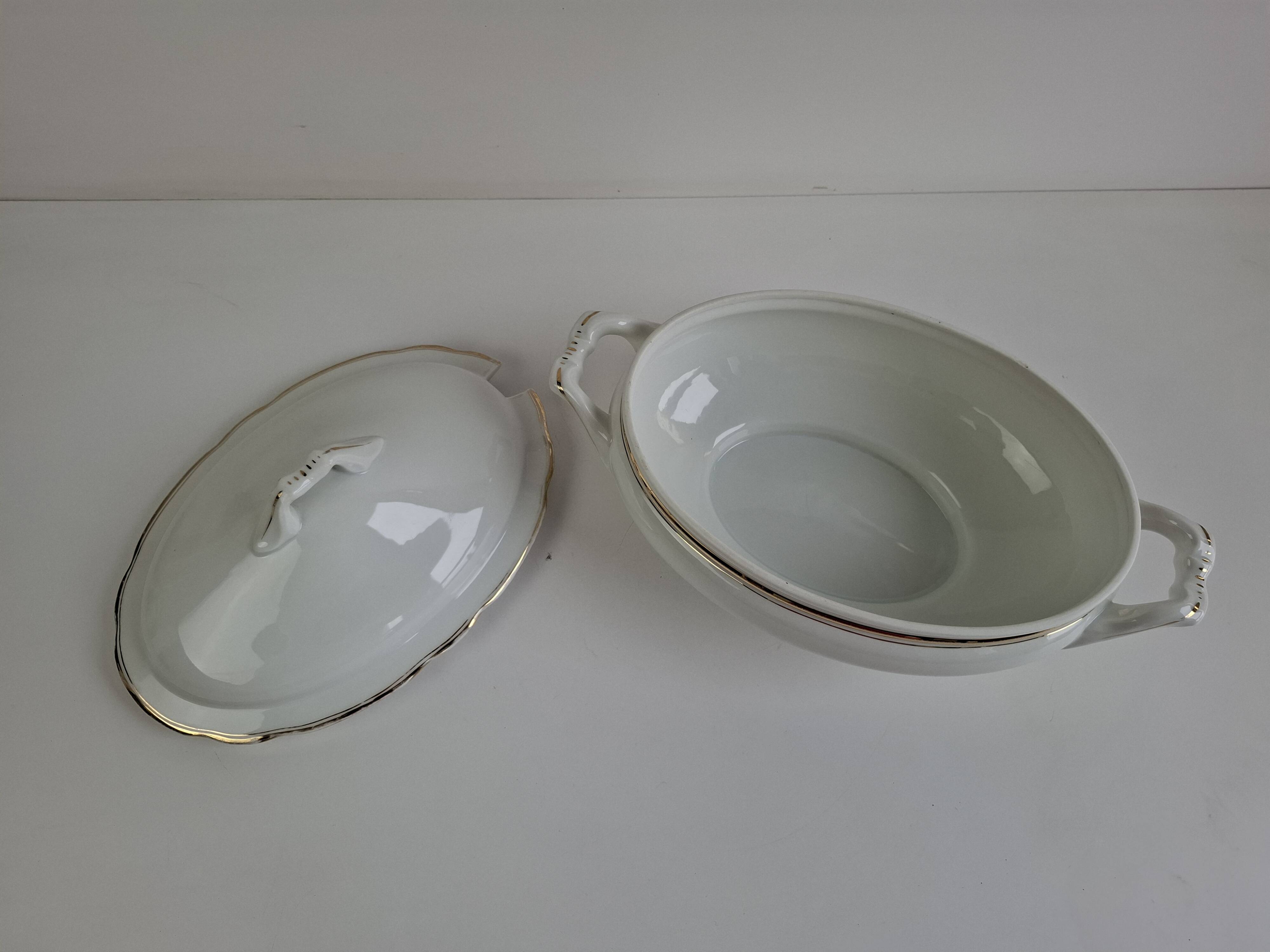 Soupière en porcelaine Art Déco tchécoslovaque des années 1930 par Duchcov Eduard Eichler