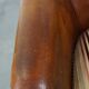 Fauteuil club vintage couleur cognac en cuir de mouton