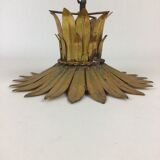 Ceiling lamp flower leaf golden metal year 70