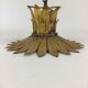 Ceiling lamp flower leaf golden metal year 70