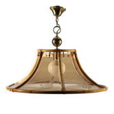 Suspension vintage des années 1980 en bambou et verre, Italie