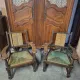 Brutalist pair of rustic turned wooden armchairs from the 1950s.