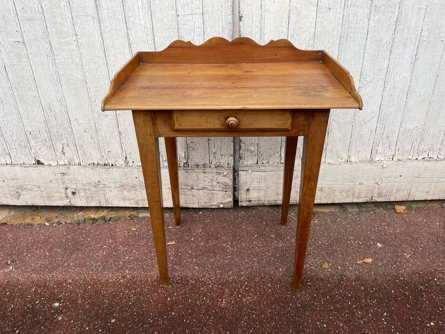 Vintage wooden desk table with one drawer