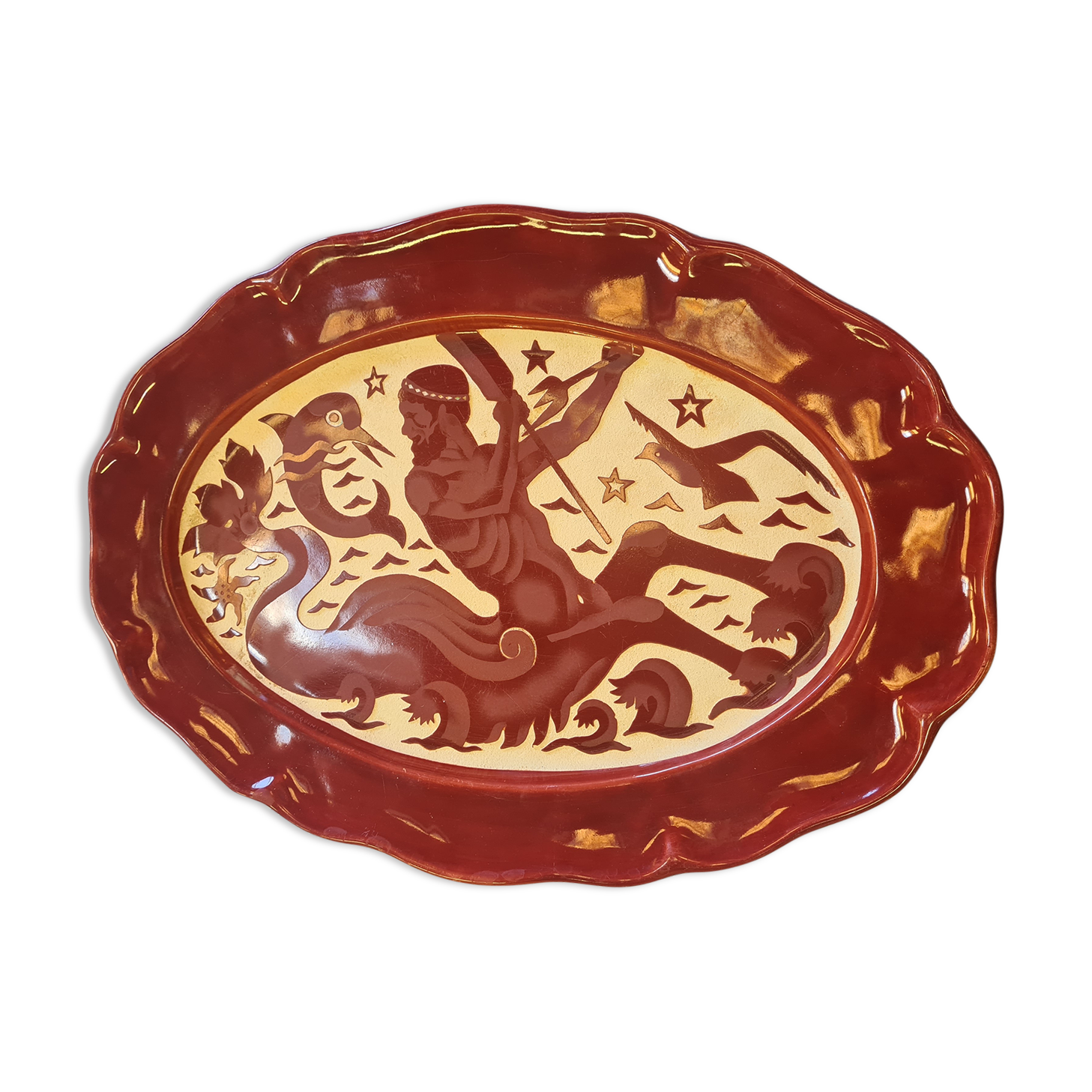 Ceramic dish by roger mequinion art-deco signed