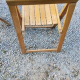 Pair of folding chairs with beech slats from the 70s