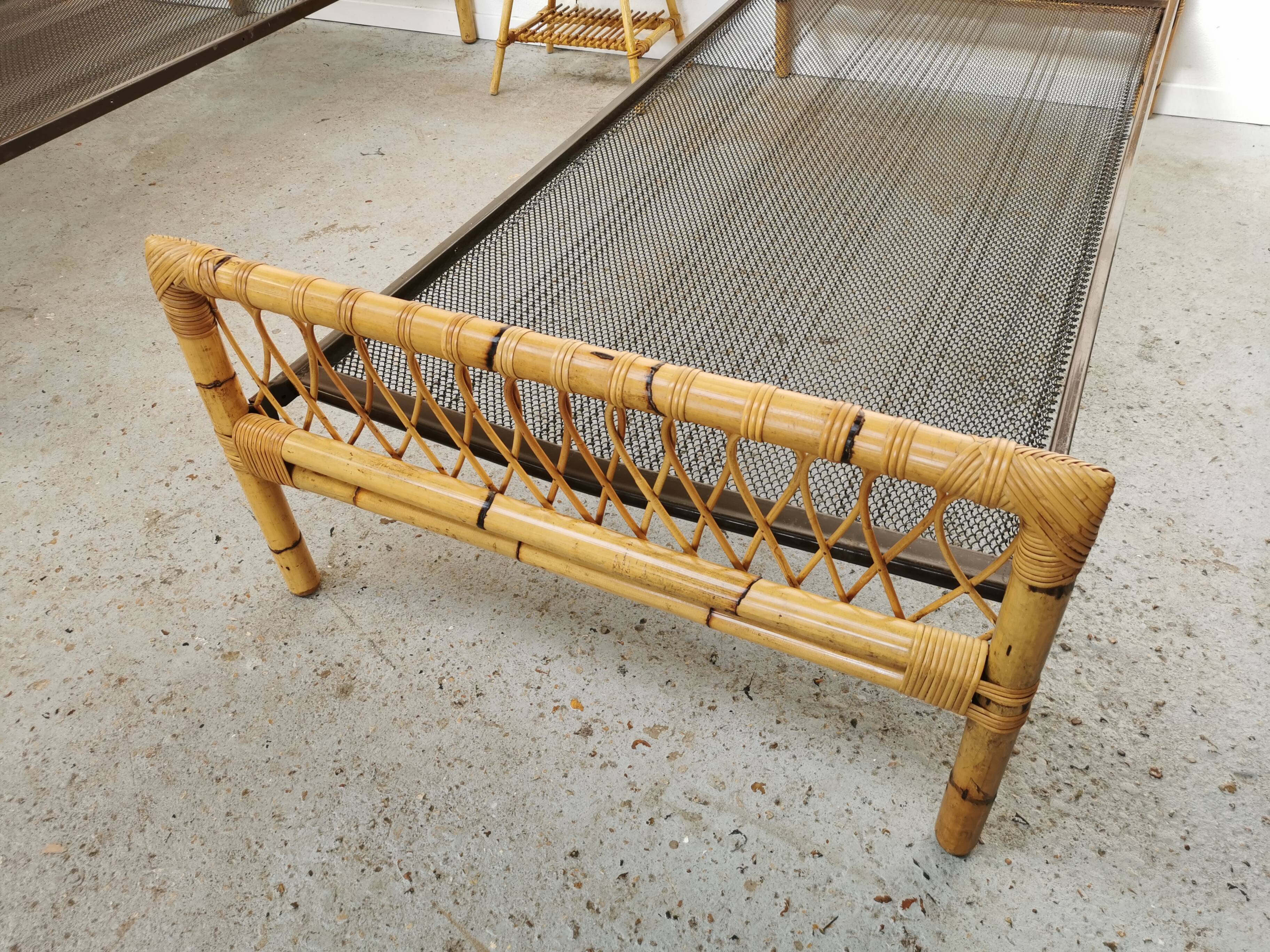 Pair of vintage rattan twin bed