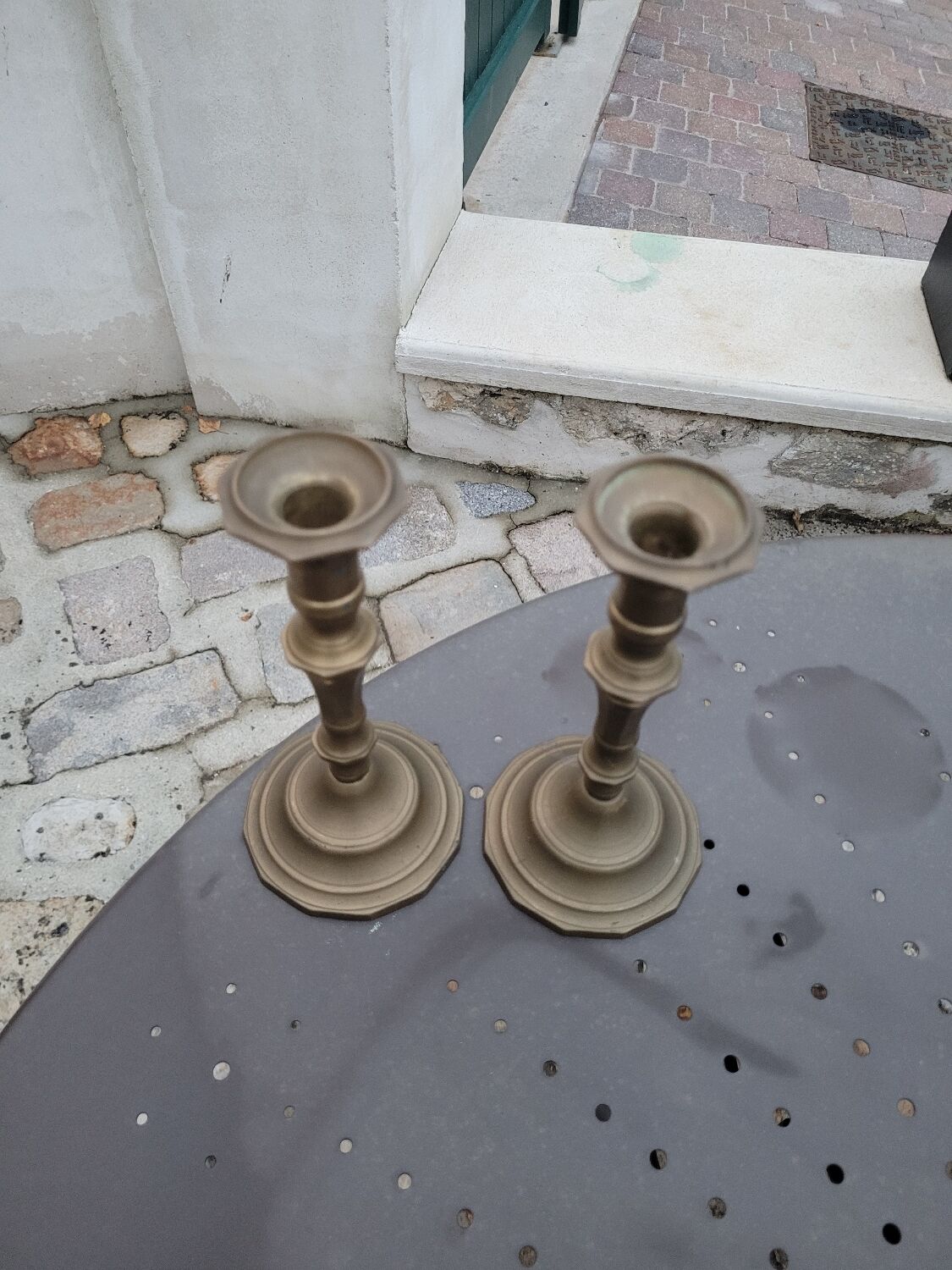 Pair of brass candlesticks