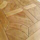 Square coffee table with a drawer in cherry wood.