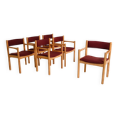 Set of 6 beech armchairs, Denmark, 1960s